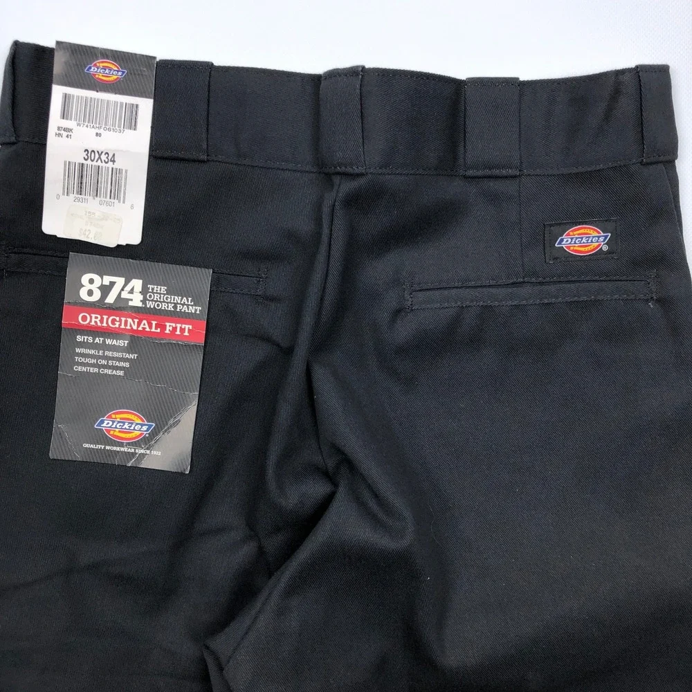 Dickies 874 Original Fit Work Pants Mens 30x34 Black 874BK Twill Straight Leg